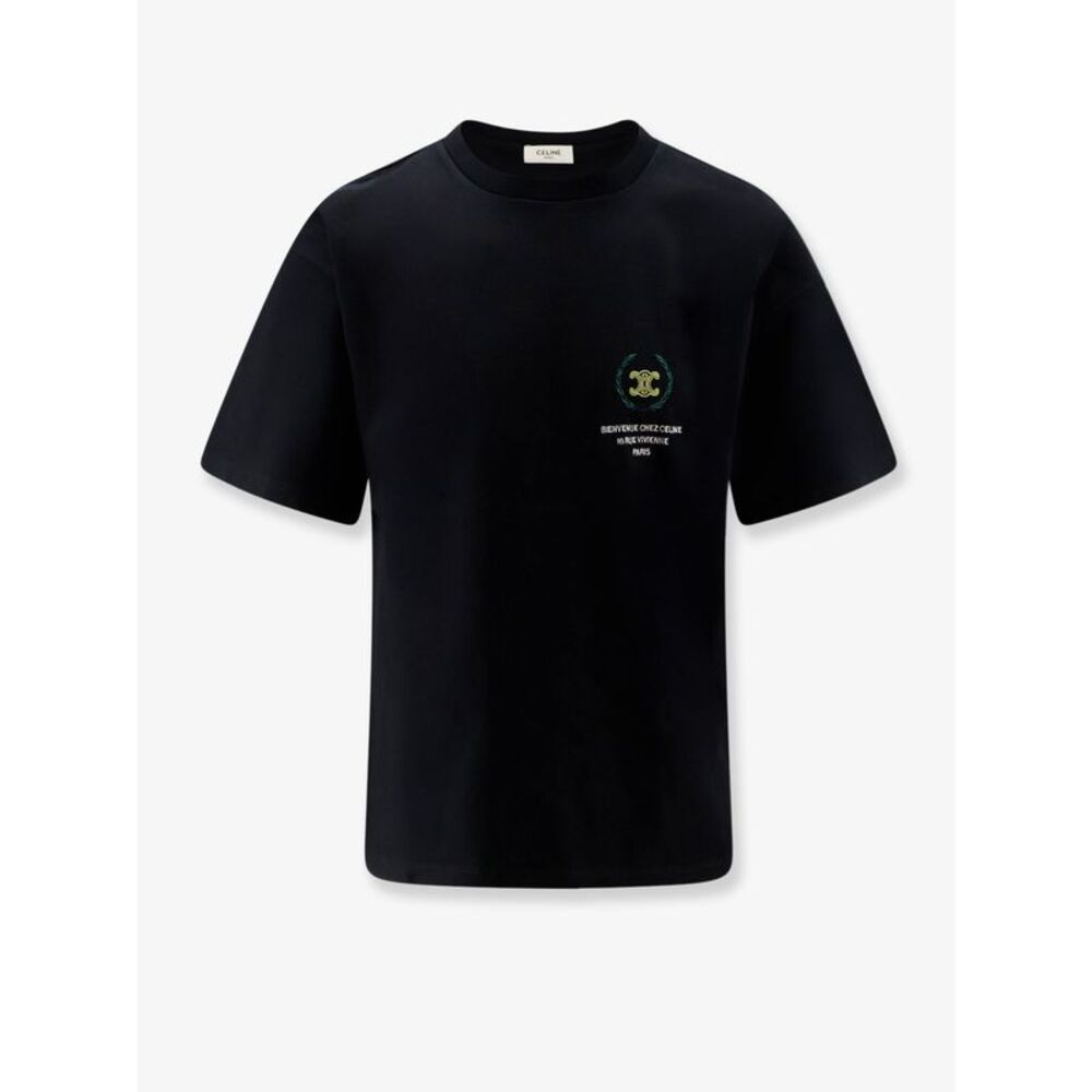 Celine Men Cotton T-Shirt With Iconic Embroidery